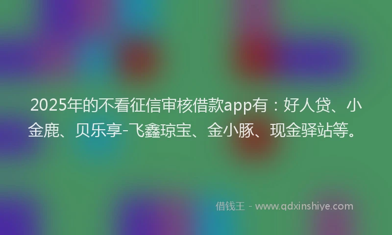 2025年的不看征信审核借款app有：好人贷、小金鹿、贝乐享-飞鑫琼宝、金小豚、现金驿站等。