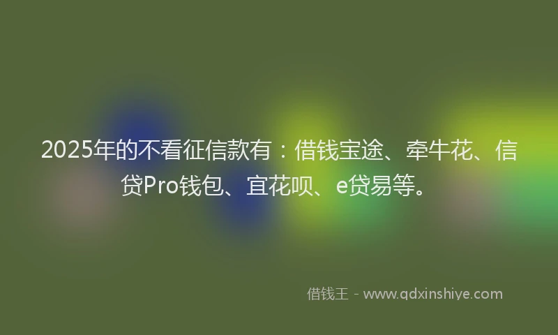 2025年的不看征信款有：借钱宝途、牵牛花、信贷Pro钱包、宜花呗、e贷易等。