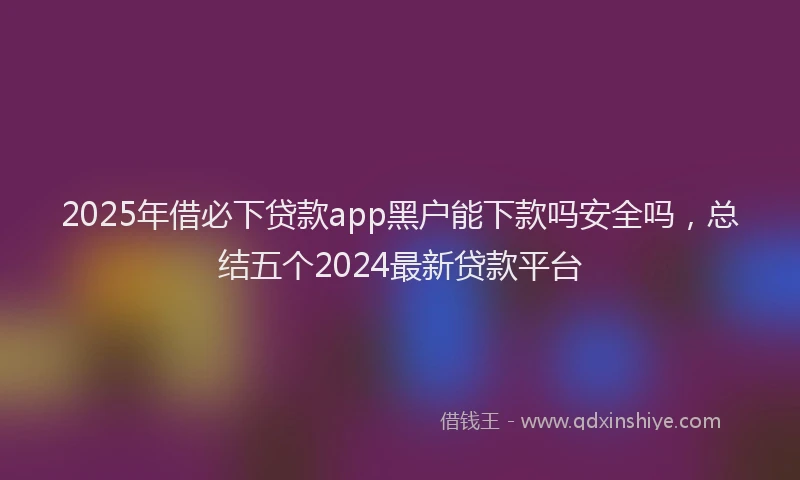 2025年借必下贷款app黑户能下款吗安全吗，总结五个2024最新贷款平台