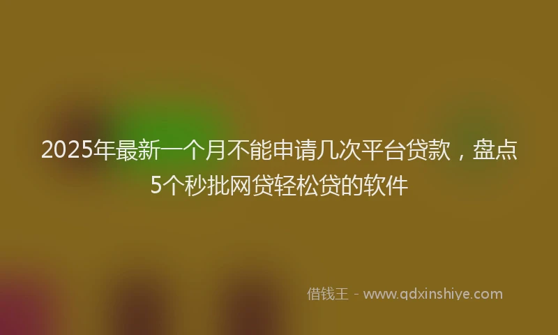2025年最新一个月不能申请几次平台贷款，盘点5个秒批网贷轻松贷的软件