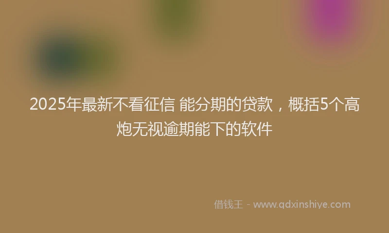 2025年最新不看征信 能分期的贷款，概括5个高炮无视逾期能下的软件