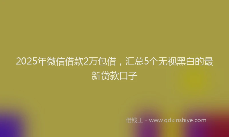 2025年微信借款2万包借，汇总5个无视黑白的最新贷款口子
