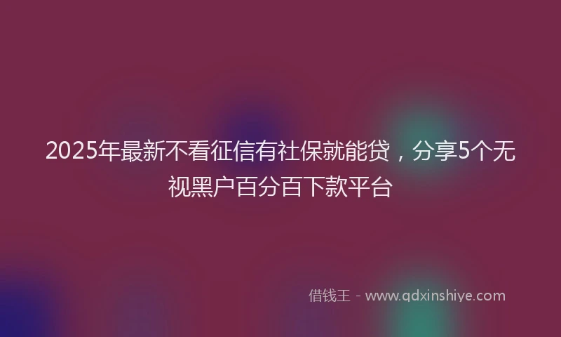 2025年最新不看征信有社保就能贷，分享5个无视黑户百分百下款平台