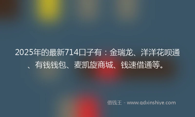 2025年的最新714口子有：金瑞龙、洋洋花呗通、有钱钱包、麦凯旋商城、钱速借通等。