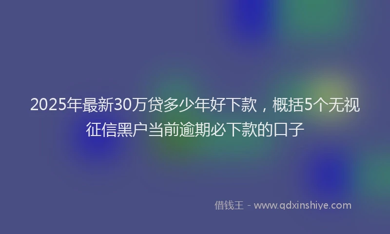 2025年最新30万贷多少年好下款，概括5个无视征信黑户当前逾期必下款的口子