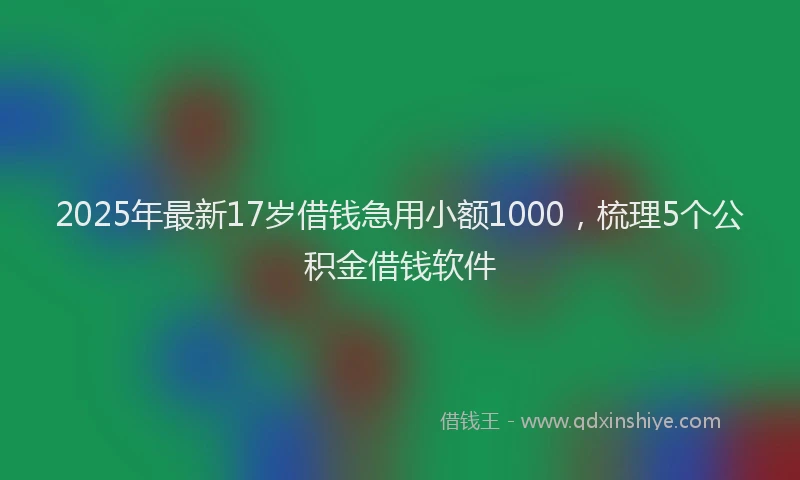 2025年最新17岁借钱急用小额1000，梳理5个公积金借钱软件