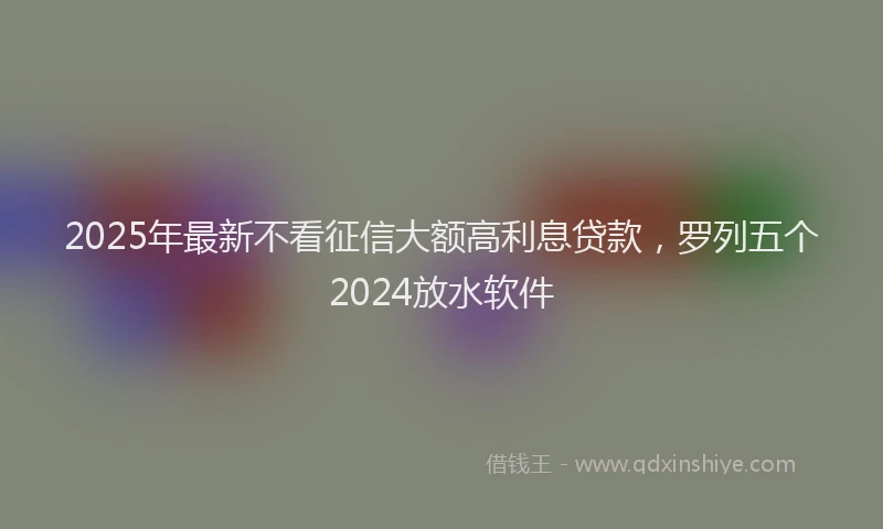 2025年最新不看征信大额高利息贷款，罗列五个2024放水软件