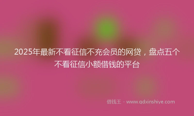 2025年最新不看征信不充会员的网贷，盘点五个不看征信小额借钱的平台