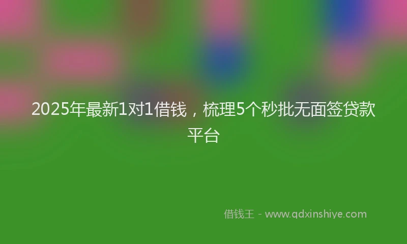 2025年最新1对1借钱，梳理5个秒批无面签贷款平台