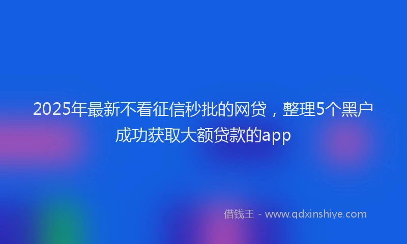 2025年最新不看征信秒批的网贷，整理5个黑户成功获取大额贷款的app