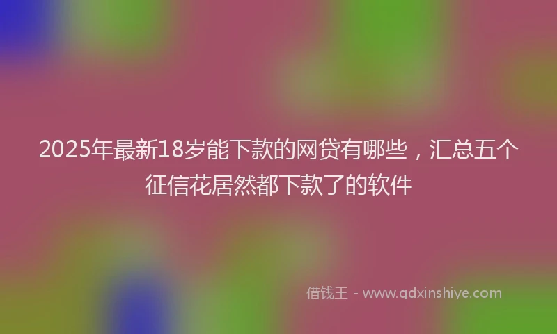 2025年最新18岁能下款的网贷有哪些，汇总五个征信花居然都下款了的软件