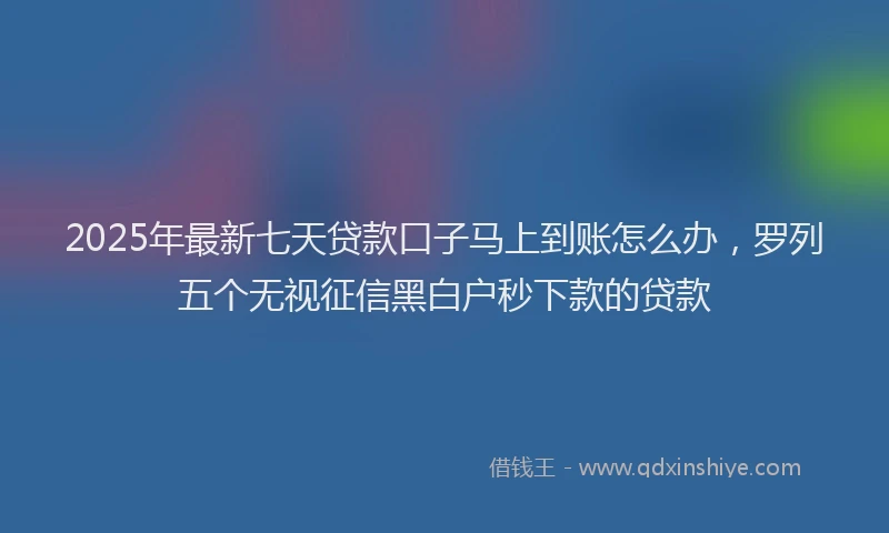 2025年最新七天贷款口子马上到账怎么办，罗列五个无视征信黑白户秒下款的贷款