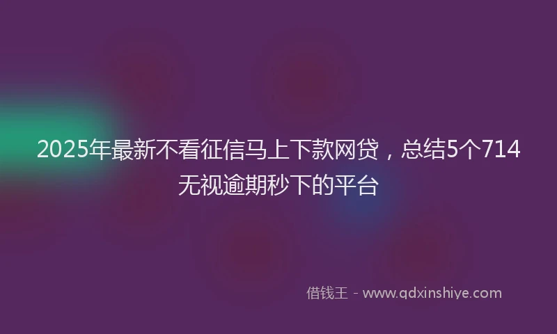 2025年最新不看征信马上下款网贷，总结5个714无视逾期秒下的平台