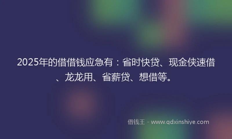2025年的借借钱应急有：省时快贷、现金侠速借、龙龙用、省薪贷、想借等。