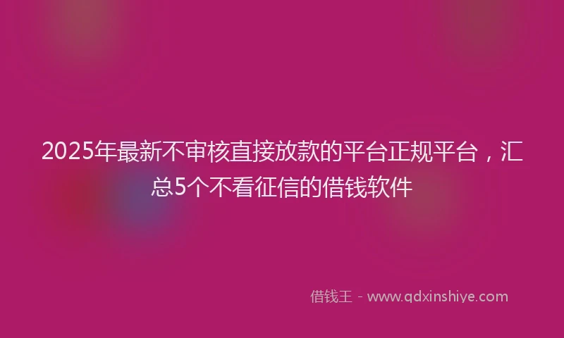 2025年最新不审核直接放款的平台正规平台，汇总5个不看征信的借钱软件