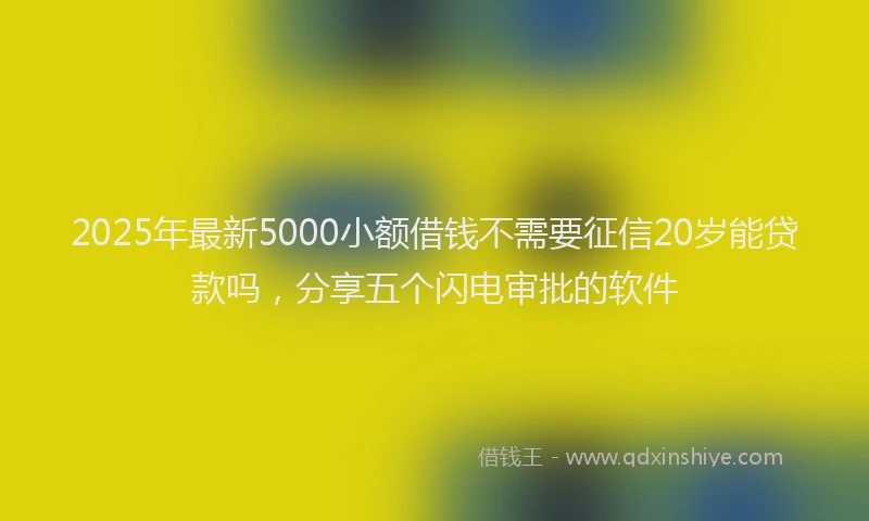 2025年最新5000小额借钱不需要征信20岁能贷款吗，分享五个闪电审批的软件