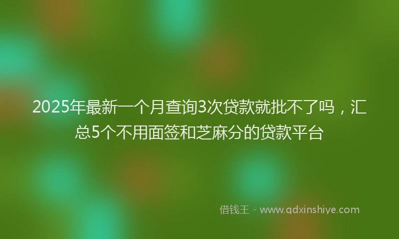 2025年最新一个月查询3次贷款就批不了吗，汇总5个不用面签和芝麻分的贷款平台