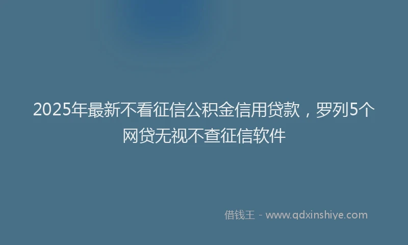 2025年最新不看征信公积金信用贷款，罗列5个网贷无视不查征信软件