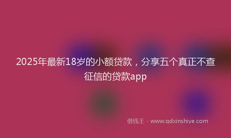 2025年最新18岁的小额贷款，分享五个真正不查征信的贷款app