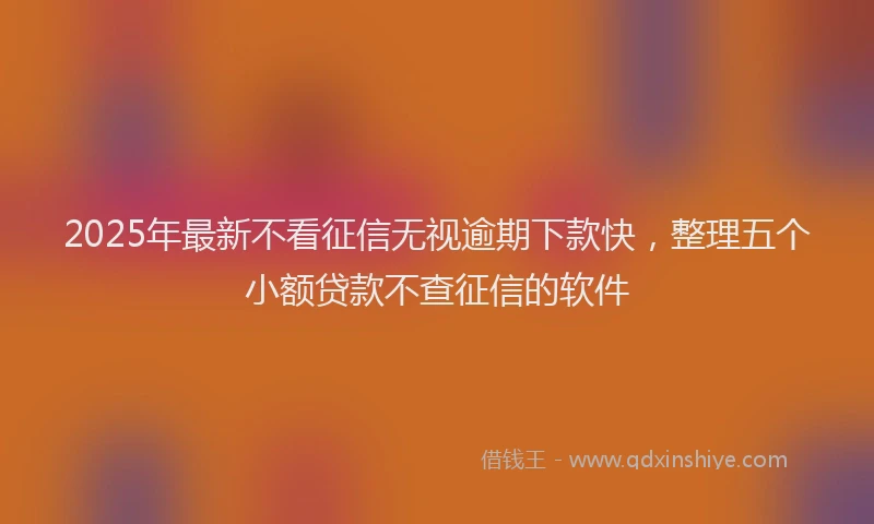 2025年最新不看征信无视逾期下款快，整理五个小额贷款不查征信的软件