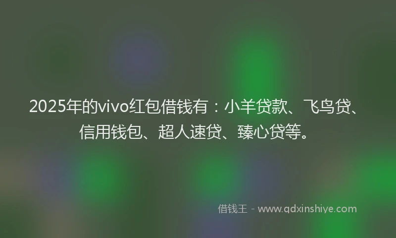 2025年的vivo红包借钱有：小羊贷款、飞鸟贷、信用钱包、超人速贷、臻心贷等。