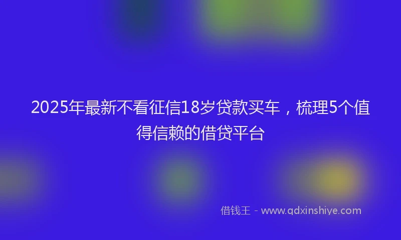 2025年最新不看征信18岁贷款买车，梳理5个值得信赖的借贷平台