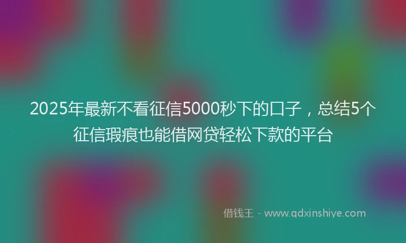 2025年最新不看征信5000秒下的口子，总结5个征信瑕疵也能借网贷轻松下款的平台
