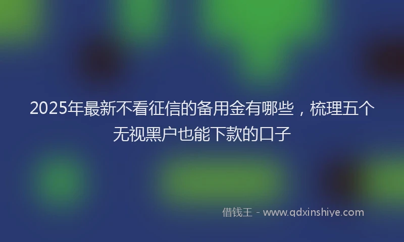 2025年最新不看征信的备用金有哪些，梳理五个无视黑户也能下款的口子