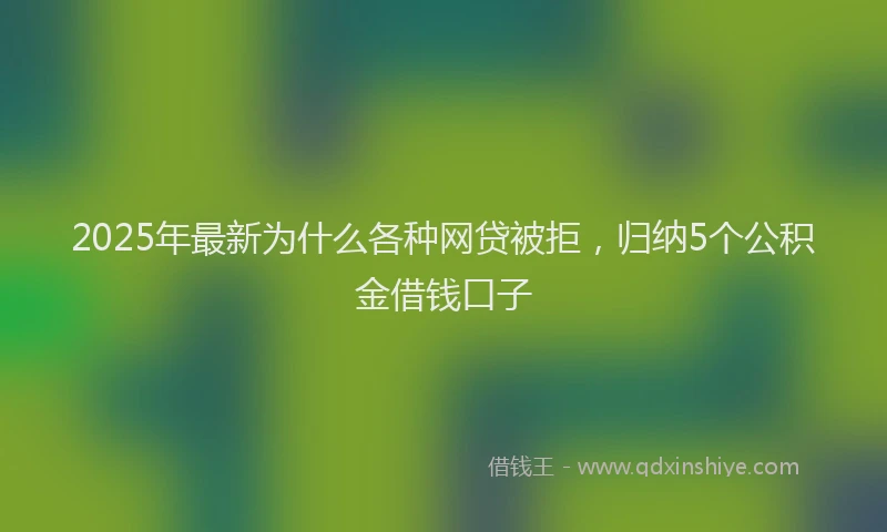 2025年最新为什么各种网贷被拒，归纳5个公积金借钱口子