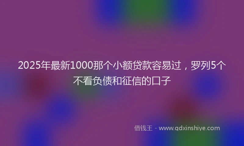 2025年最新1000那个小额贷款容易过，罗列5个不看负债和征信的口子