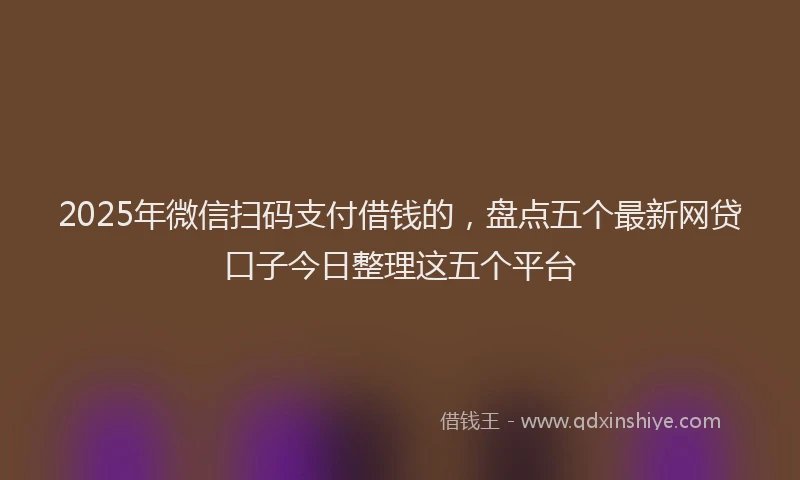 2025年微信扫码支付借钱的，盘点五个最新网贷口子今日整理这五个平台