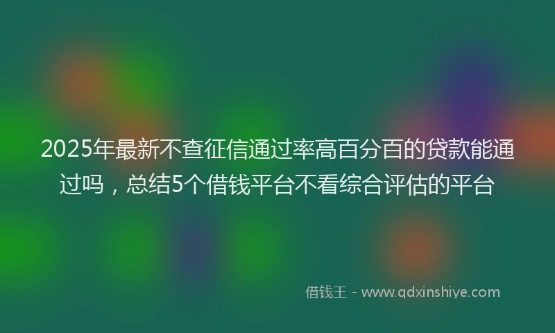 2025年最新不查征信通过率高百分百的贷款能通过吗，总结5个借钱平台不看综合评估的平台