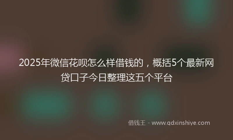 2025年微信花呗怎么样借钱的，概括5个最新网贷口子今日整理这五个平台