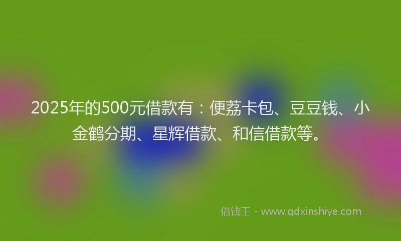2025年的500元借款有：便荔卡包、豆豆钱、小金鹤分期、星辉借款、和信借款等。