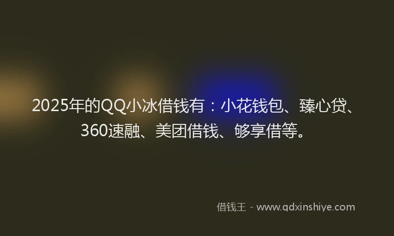 2025年的QQ小冰借钱有：小花钱包、臻心贷、360速融、美团借钱、够享借等。