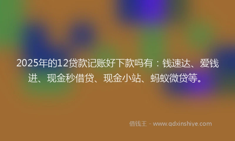2025年的12贷款记账好下款吗有：钱速达、爱钱进、现金秒借贷、现金小站、蚂蚁微贷等。