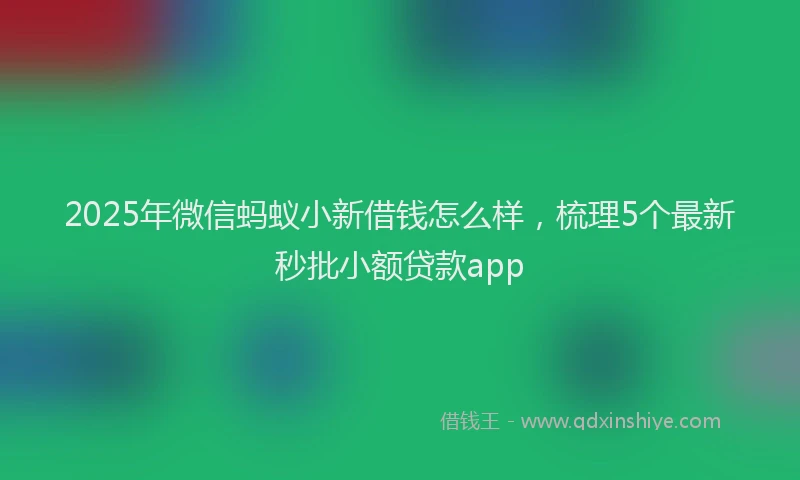 2025年微信蚂蚁小新借钱怎么样，梳理5个最新秒批小额贷款app