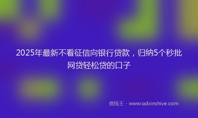 2025年最新不看征信向银行贷款，归纳5个秒批网贷轻松贷的口子
