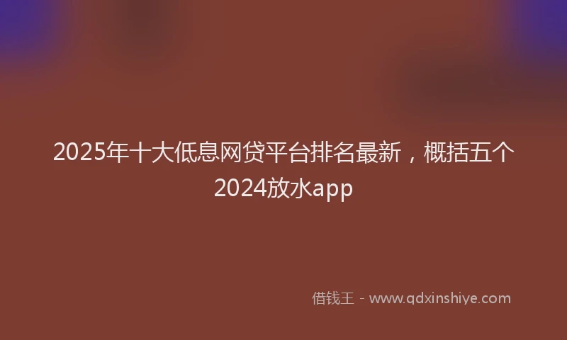 2025年十大低息网贷平台排名最新，概括五个2024放水app