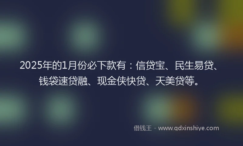 2025年的1月份必下款有：信贷宝、民生易贷、钱袋速贷融、现金侠快贷、天美贷等。