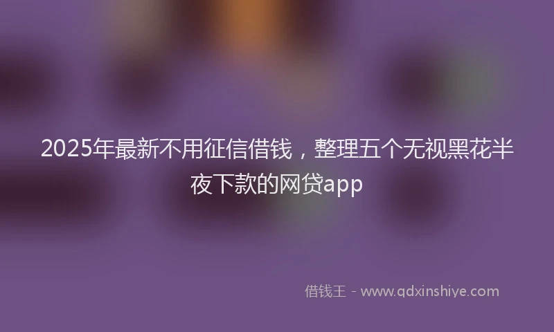 2025年最新不用征信借钱，整理五个无视黑花半夜下款的网贷app