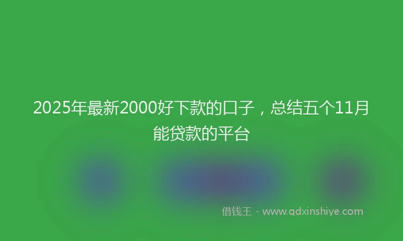 2025年最新2000好下款的口子，总结五个11月能贷款的平台