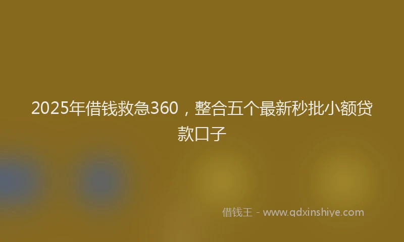 2025年借钱救急360，整合五个最新秒批小额贷款口子