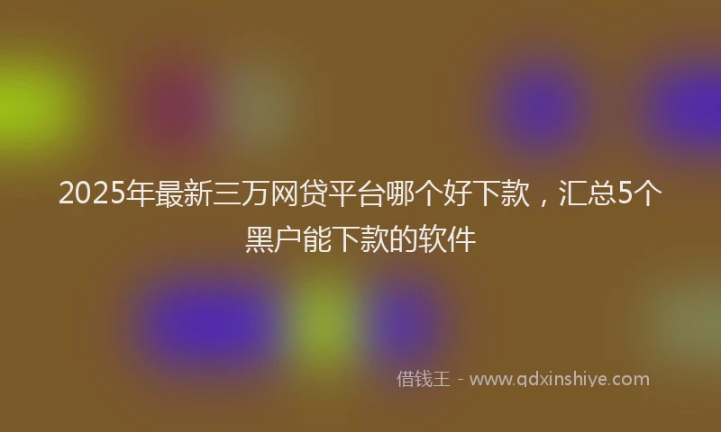 2025年最新三万网贷平台哪个好下款，汇总5个黑户能下款的软件