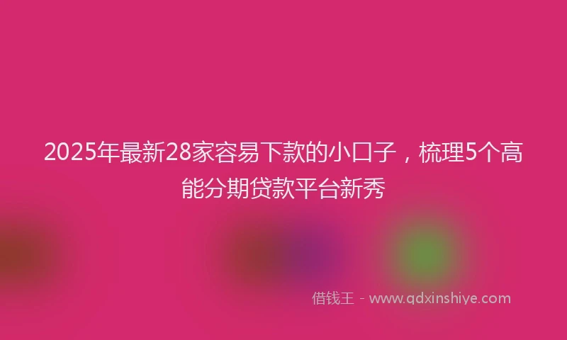 2025年最新28家容易下款的小口子，梳理5个高能分期贷款平台新秀