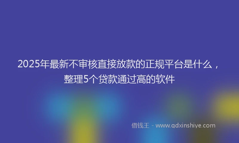 2025年最新不审核直接放款的正规平台是什么，整理5个贷款通过高的软件