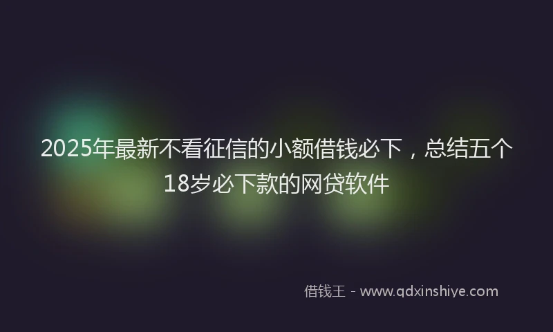 2025年最新不看征信的小额借钱必下，总结五个18岁必下款的网贷软件