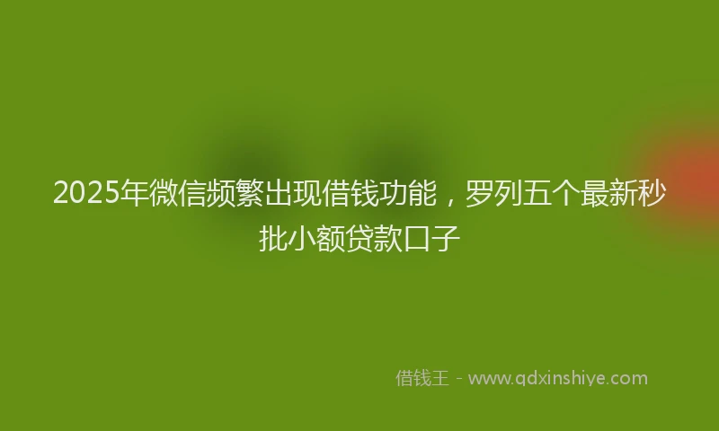 2025年微信频繁出现借钱功能，罗列五个最新秒批小额贷款口子
