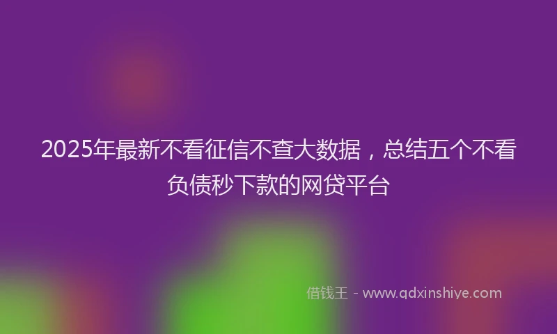 2025年最新不看征信不查大数据，总结五个不看负债秒下款的网贷平台
