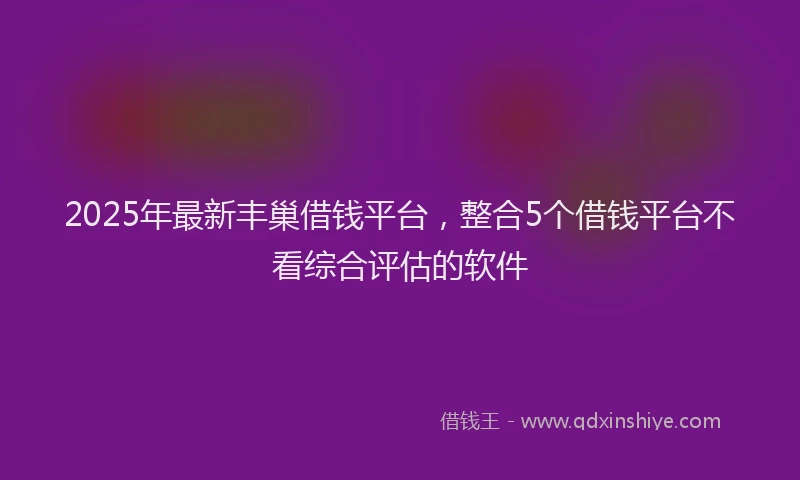 2025年最新丰巢借钱平台，整合5个借钱平台不看综合评估的软件